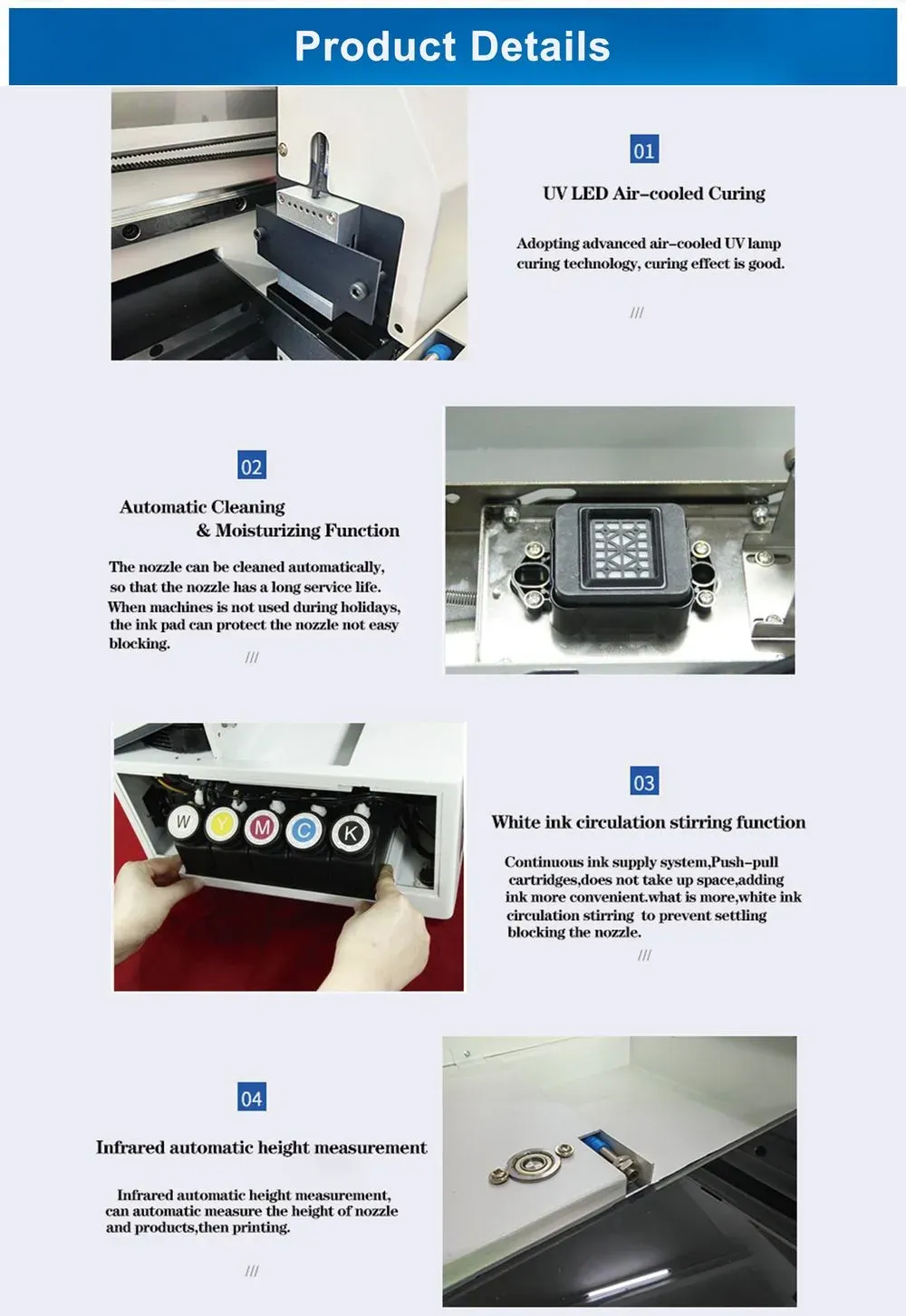 A4 glass platform dual nozzle UV printer detail 3