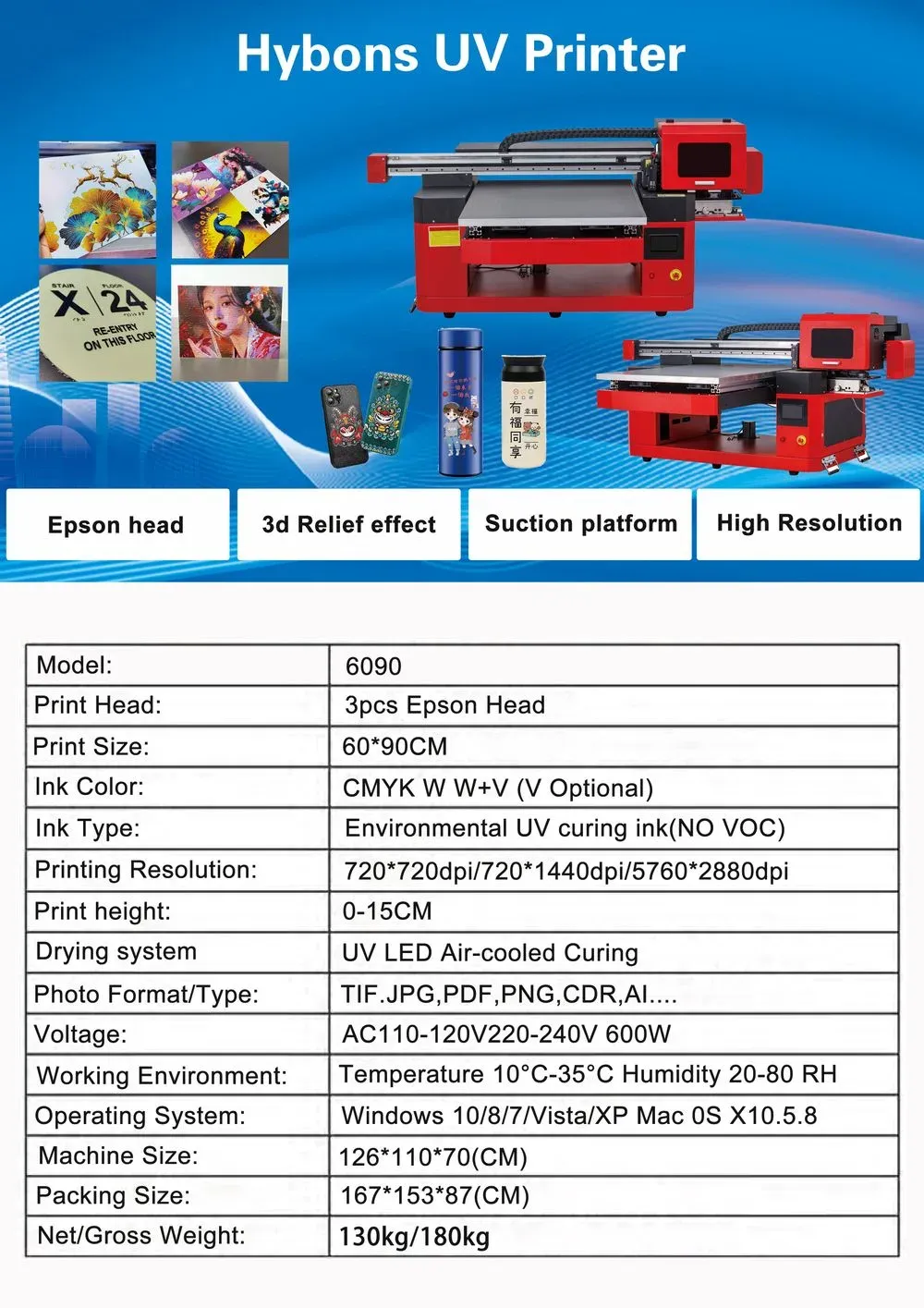 Impresora UV 6090 para decoración de productos en plano - detalle 1