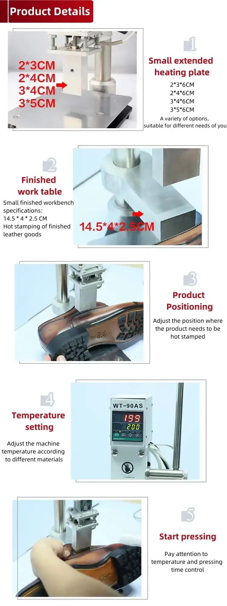 Petite machine de marquage à chaud manuelle pour cuir en atelier - détail 3