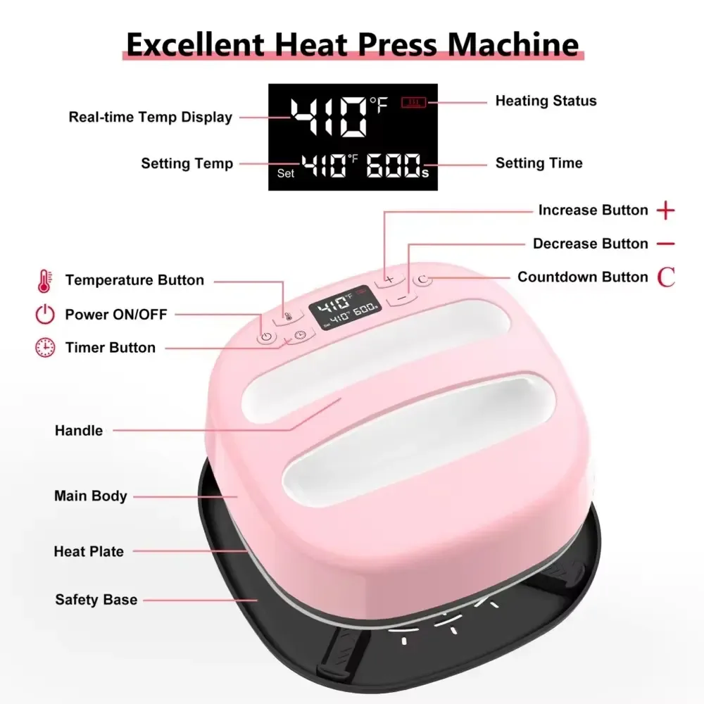10x10 Portable Electric Heat Press for Small Transfers - image 3