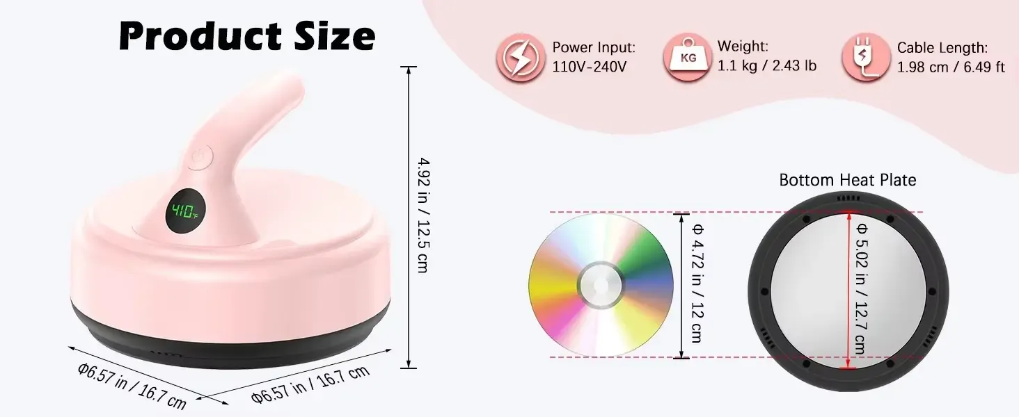 Prensa térmica elétrica portátil de 5 polegadas para pequenos produtos personalizados - detalhe 10