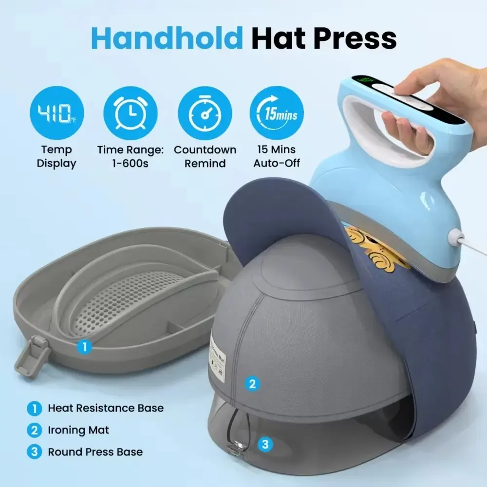 Plancha de mano azul para gorras para transfers pequeños - imagen 3