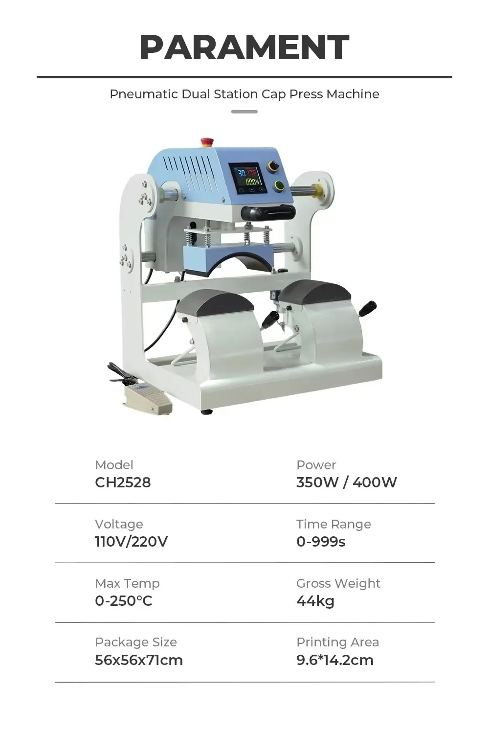 Prensa térmica pneumática automática de duas bases - detalhe 4