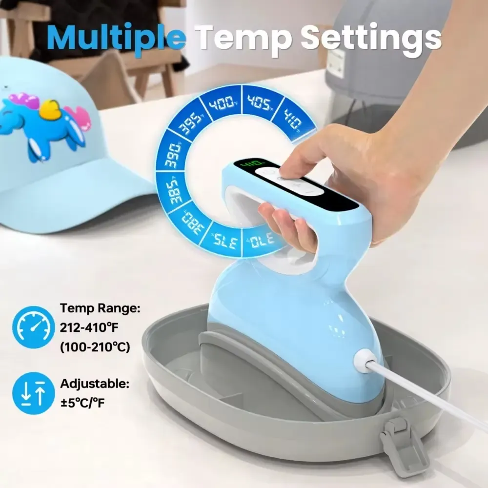Plancha de mano azul para gorras para transfers pequeños - imagen 2