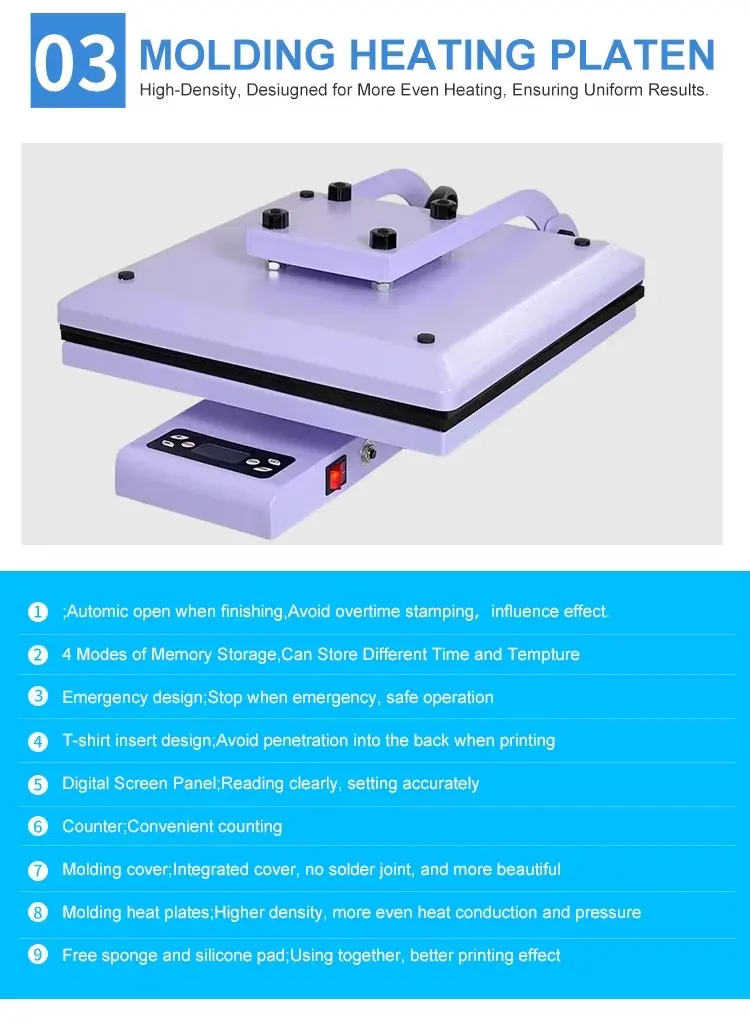 38x38cm Automatic Electric Flatbed Heat Press Machine for Apparel Printing detail image
