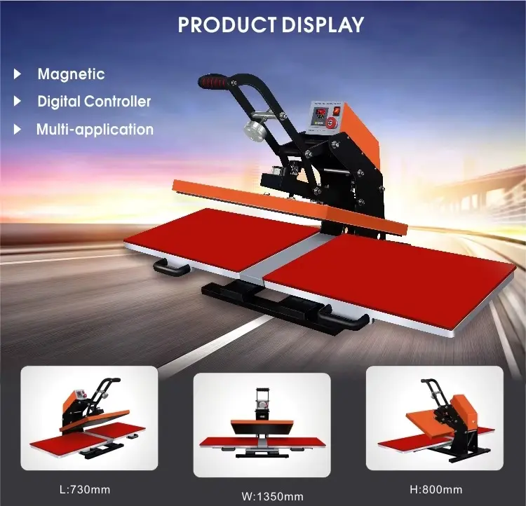 40x60cm Dual-Station Manual Heat Press Machine for Apparel Transfer Production detail image