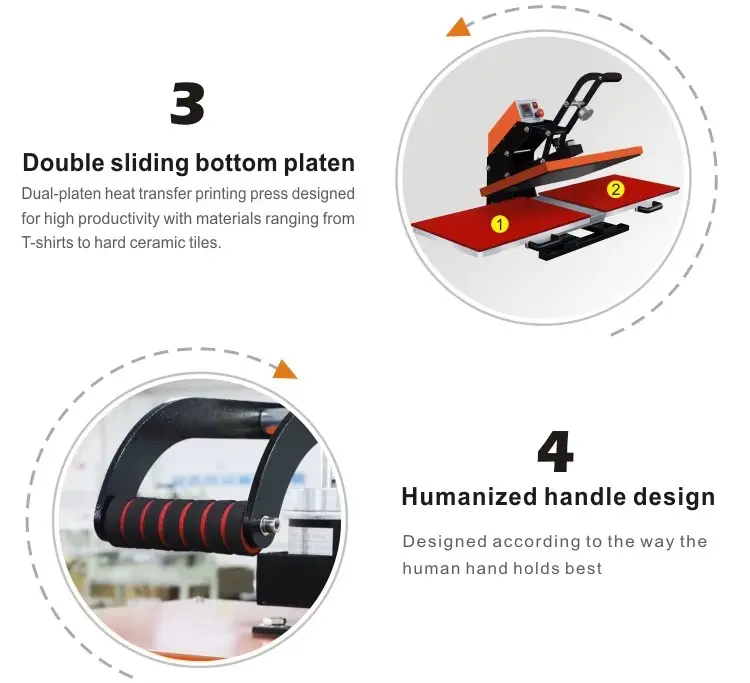 40x60cm Dual-Station Manual Heat Press Machine for Apparel Transfer Production detail image