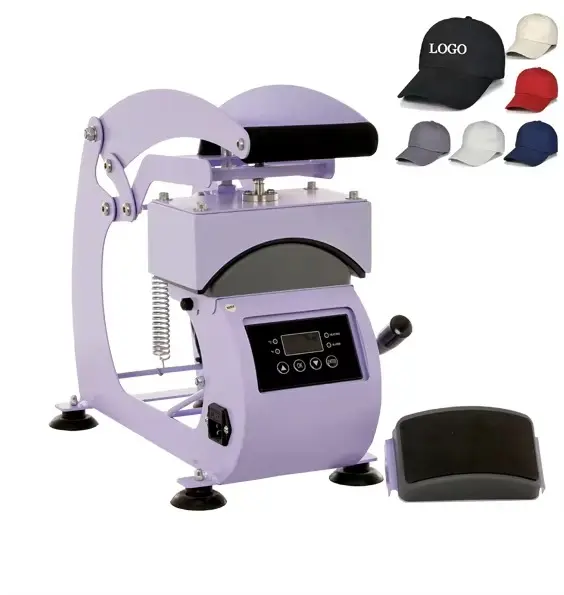 Compact Automatic Cap Heat Press Machine with Interchangeable Hat Platen