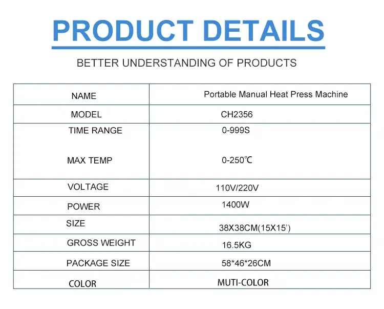 Compact Clamshell Manual Heat Press Machine for T-Shirt Customization detail image