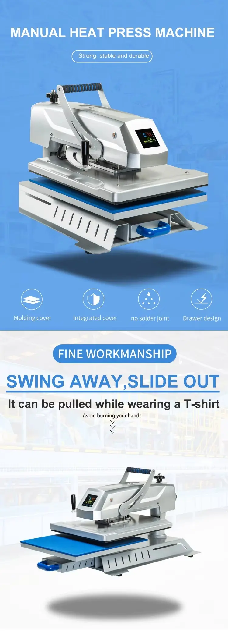 Drawer Type Manual Heat Press Machine for Apparel Sublimation Transfer detail image