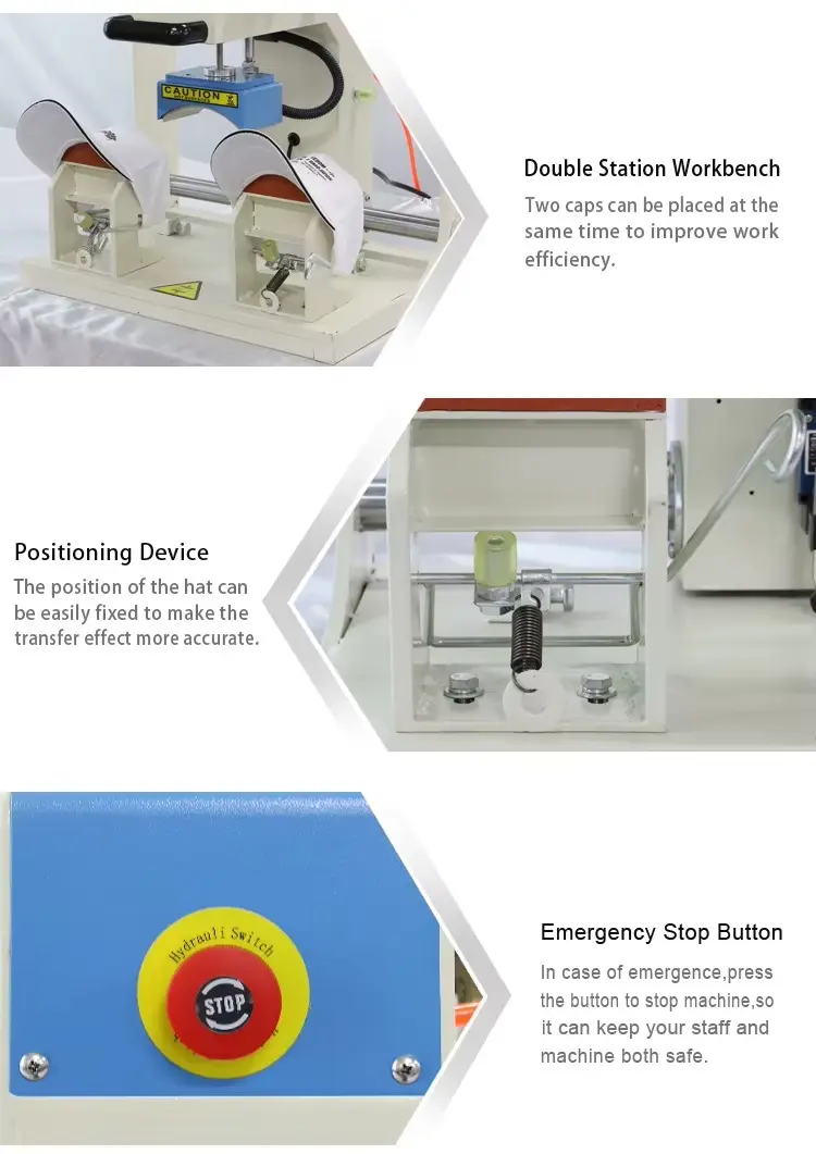 Dual-Station Pneumatic Cap Heat Press Machine for Efficient Hat Production detail image