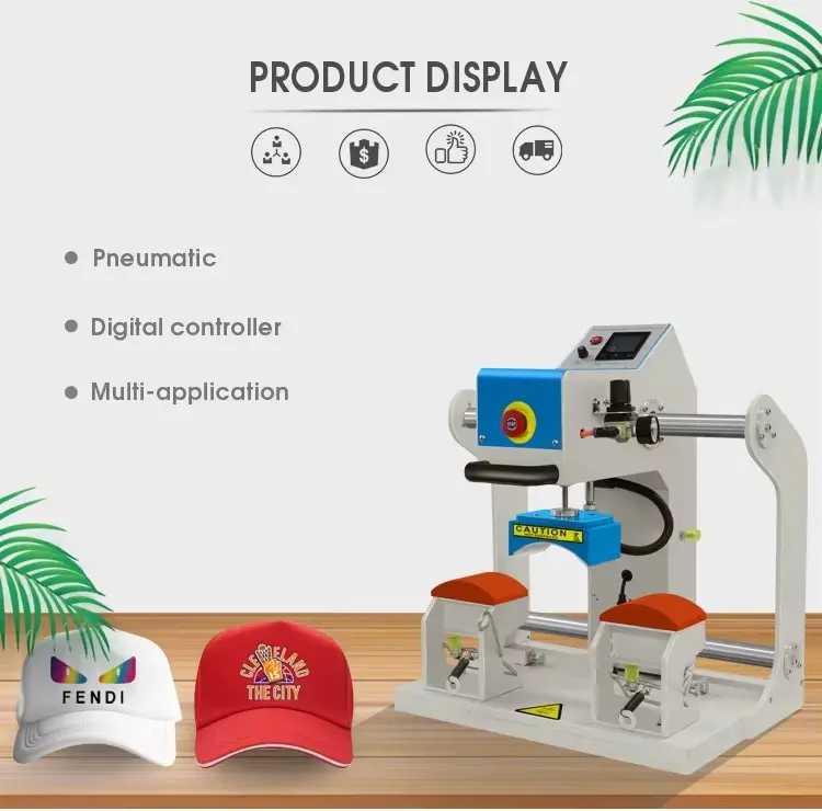 Dual-Station Pneumatic Cap Heat Press Machine for Efficient Hat Production detail image