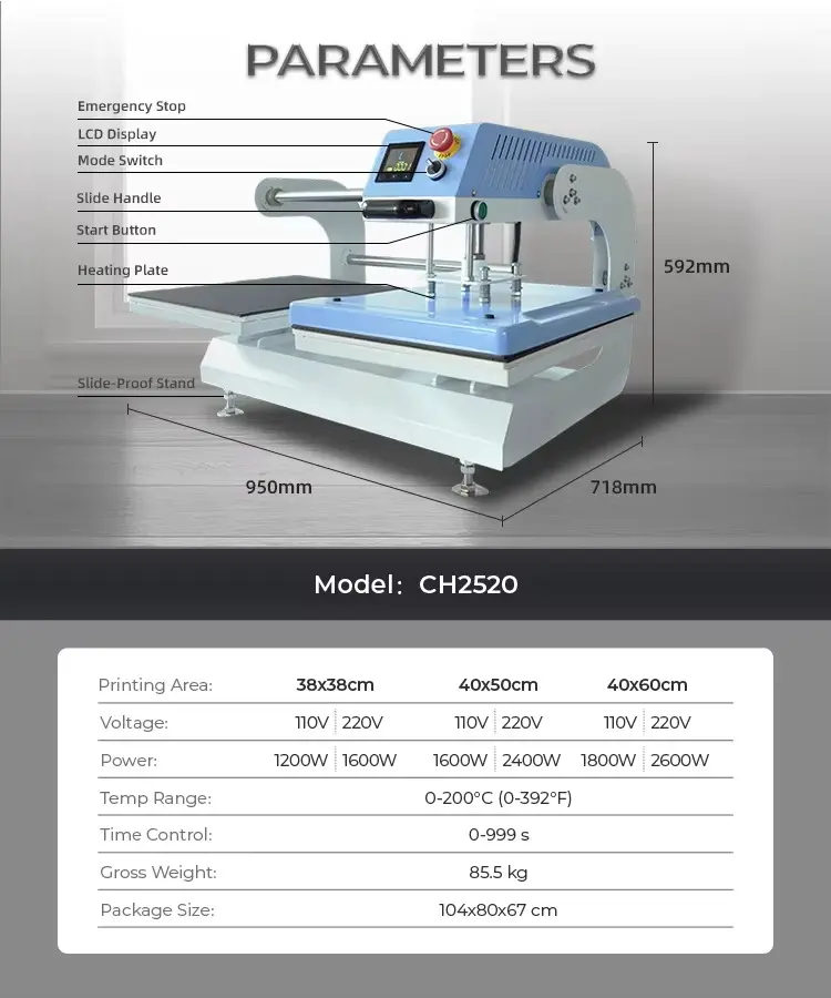 High-Precision Pneumatic Heat Press Machine for Apparel Transfers detail image 3