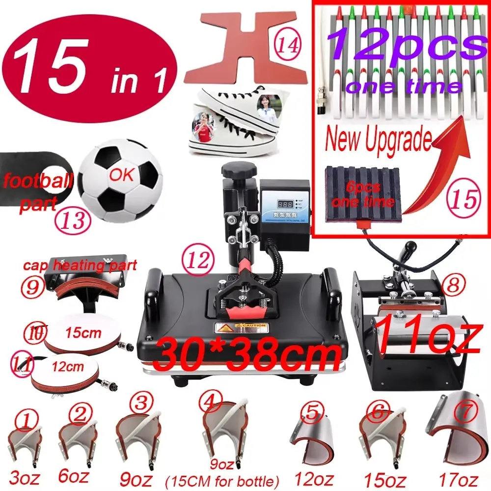 15-in-1 Combo Heat Press Machine for B2B Sublimation and Heat Transfer Workflows detail image 1