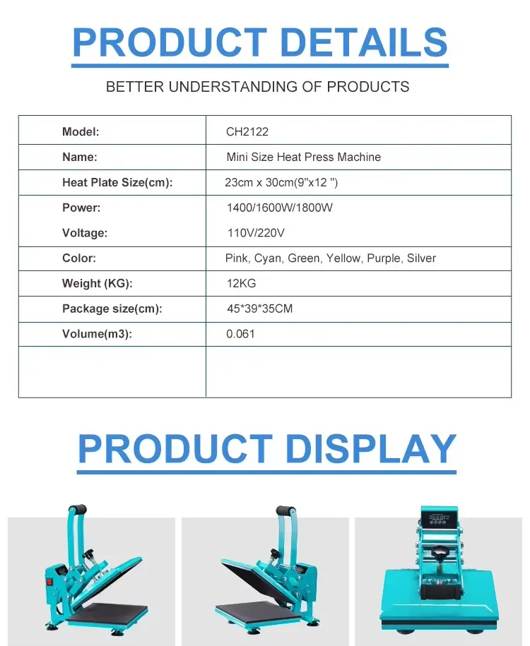 Manual Clamshell Heat Press Machine for Custom T-Shirt and Textile Transfer detail image