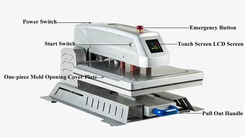 Manual Electric Heat Press Machine with Drawer Base for Garment Transfer detail image