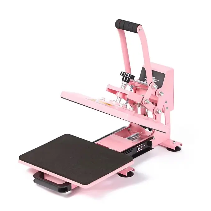 Pink Swing-Away Manual Heat Press Machine for Small Batch Apparel Customization