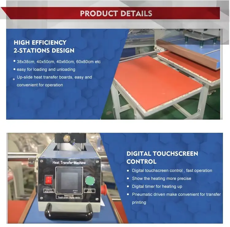 Pneumatic Dual Station Heat Press Machine for Garment Production detail image 2