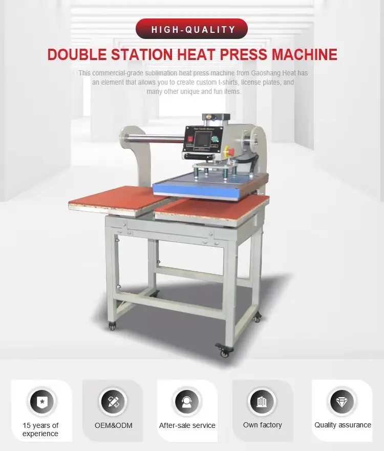 Pneumatic Dual Station Heat Press Machine for Garment Production detail image 3