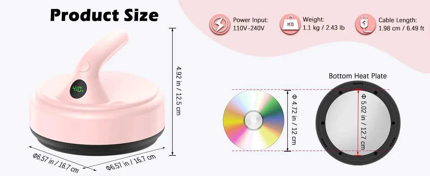 Portable 5-Inch Ceramic Electric Heat Press for Small Transfer Jobs detail image