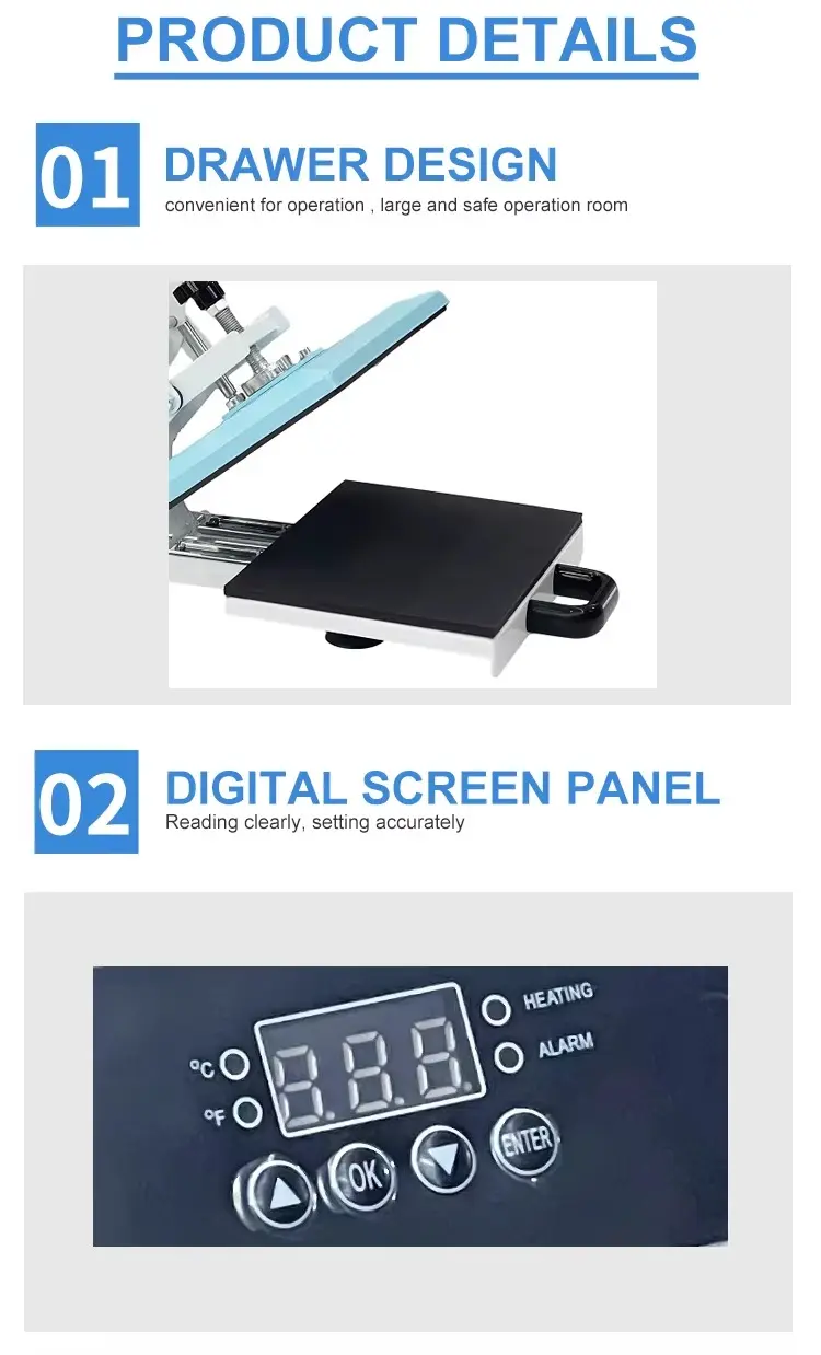 Smart Manual Heat Press Machine for T-Shirt, Garment and Fabric Transfer detail image
