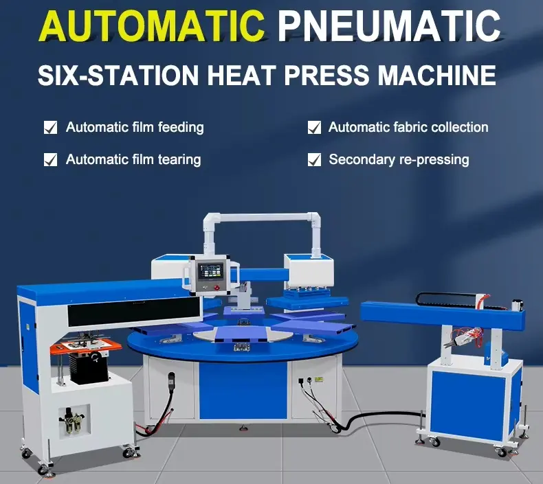 Intelligent Six-Station Hydraulic Heat Press Machine detail image 1