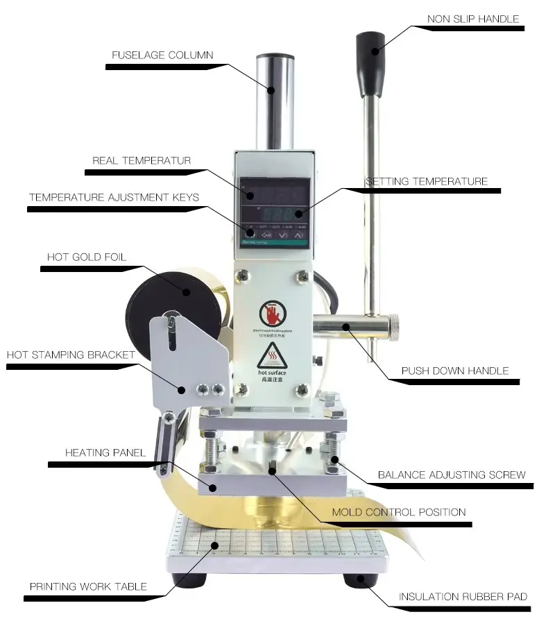 Manual Leather Hot Foil Stamping Machine for Logo Embossing