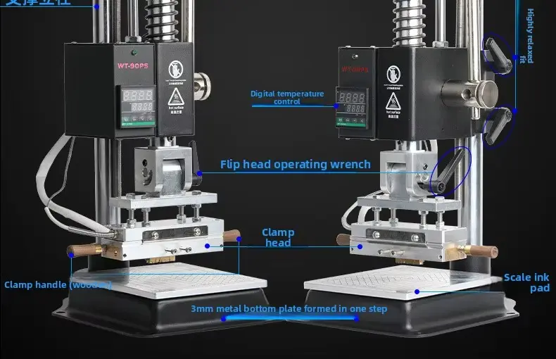 WT-90PS Flip Head Hot Foil Stamping Machine for Precise Logo Transfer