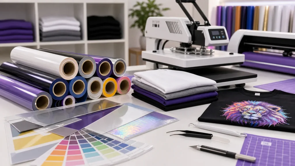 Heat transfer vinyl and film selection for custom apparel production